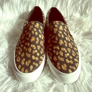 Keds Washable Double Decker Leopard Slip Ons, 9.5